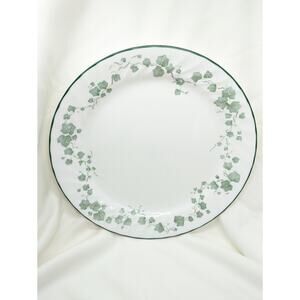Corelle Callaway Ivy Pattern Dinner Plate Swirl Green Rim 10 1/4" Vintage Fairy